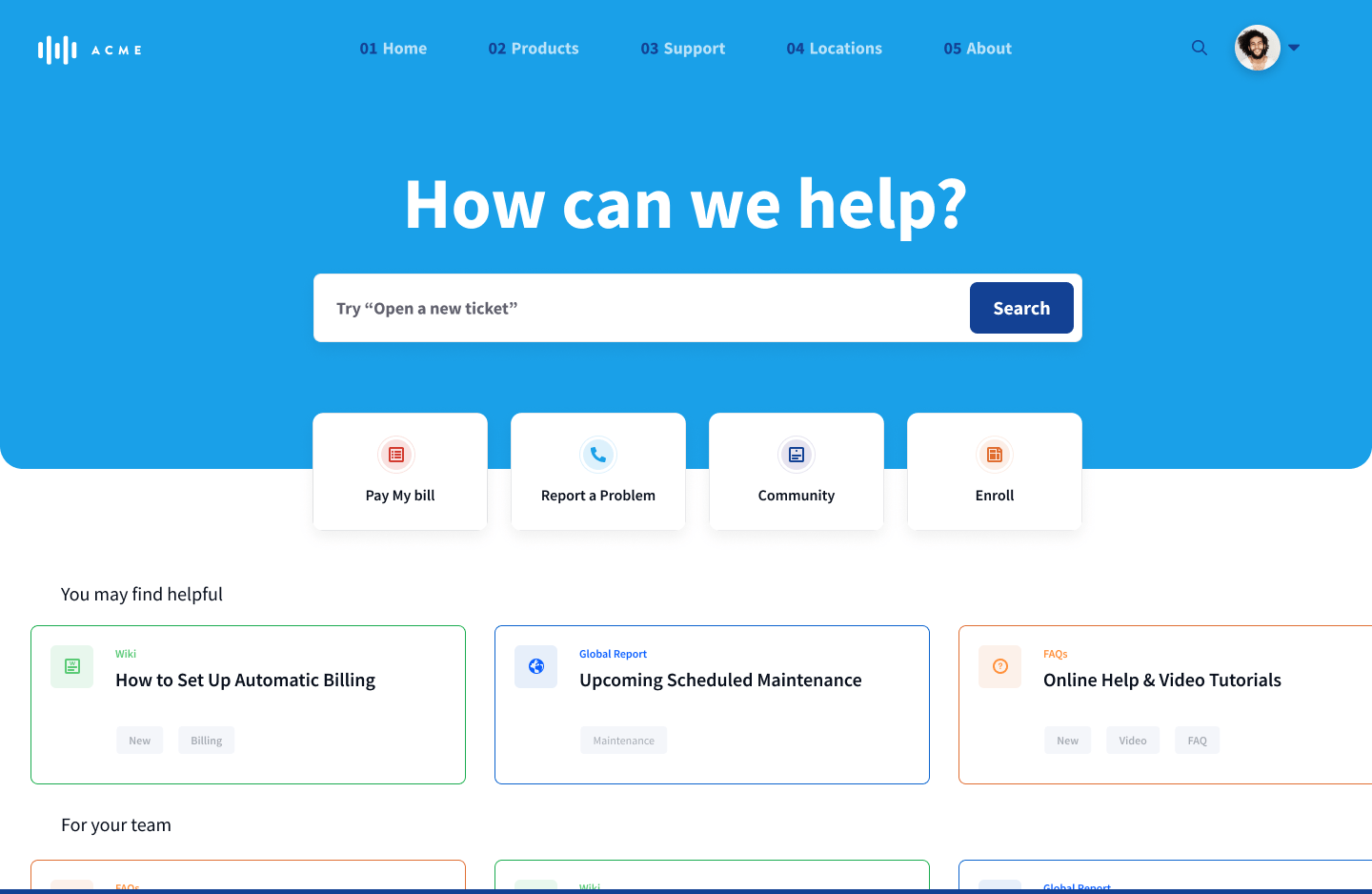 Screenshot eines Kundenportals